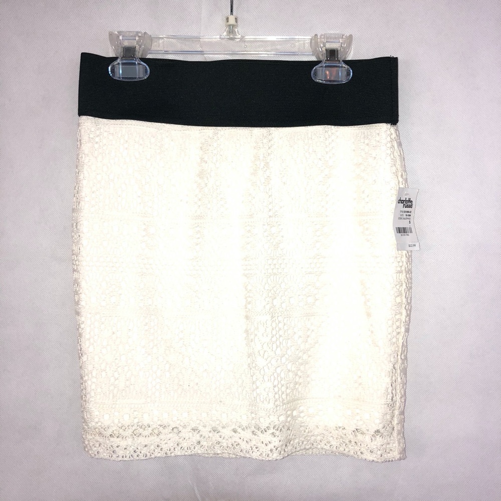 Charlotte Russe White Cream Lace Mini Skirt Size S